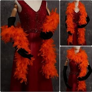 THARAHT Orange Chandelle Turkey Feather Boa 2 Yards 40g
